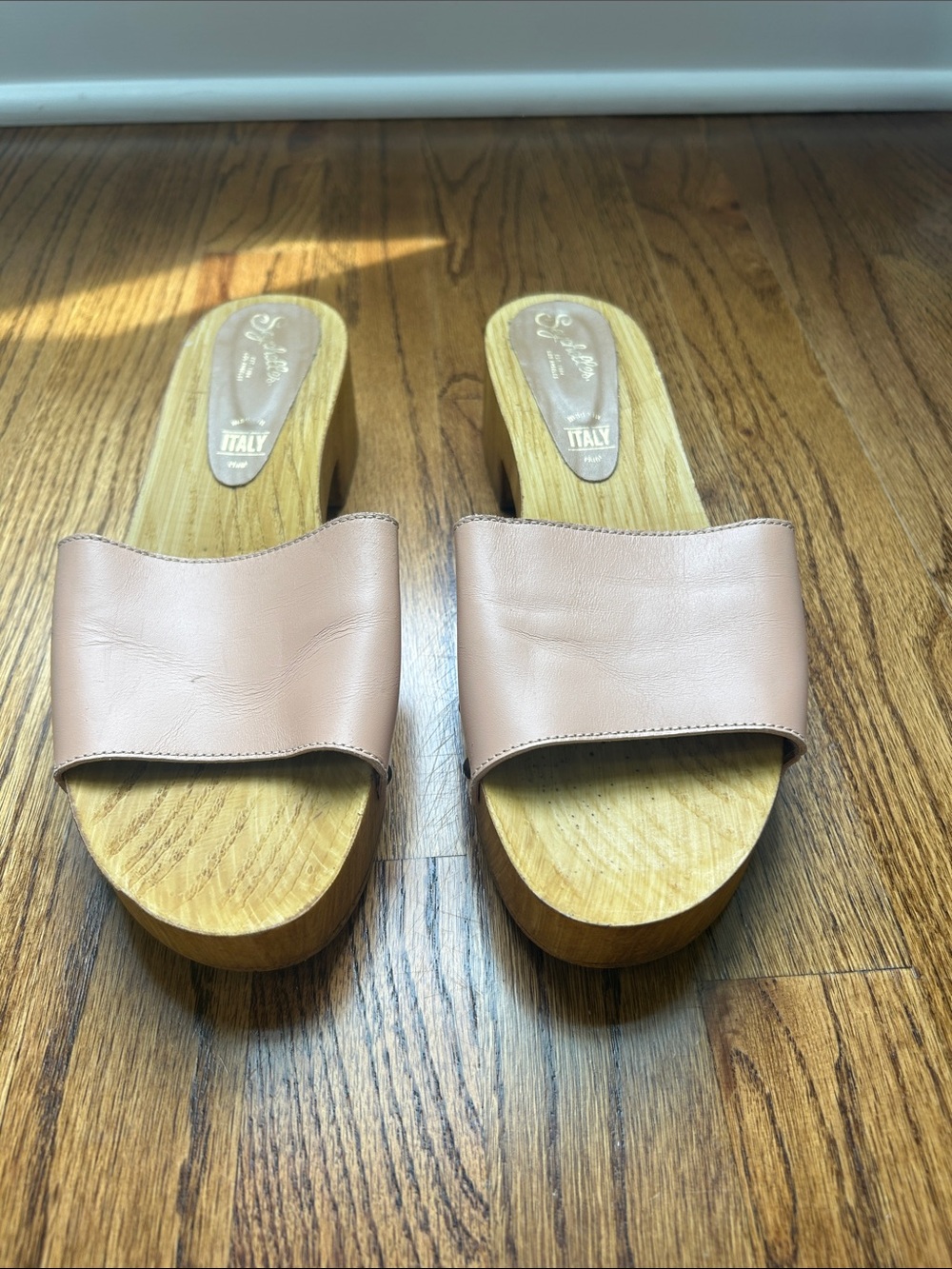 Seychelles Blush Leather Slide Clogs